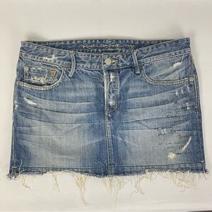 Ruehl No.925 Denim Distressed Mini Skirt